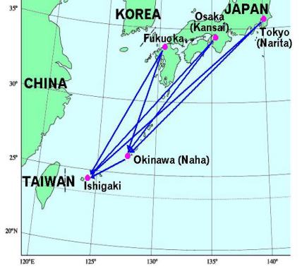 Access map to Okinawa and Ishigaki